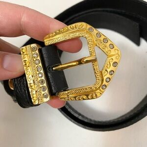 Marina Black Leather Belt